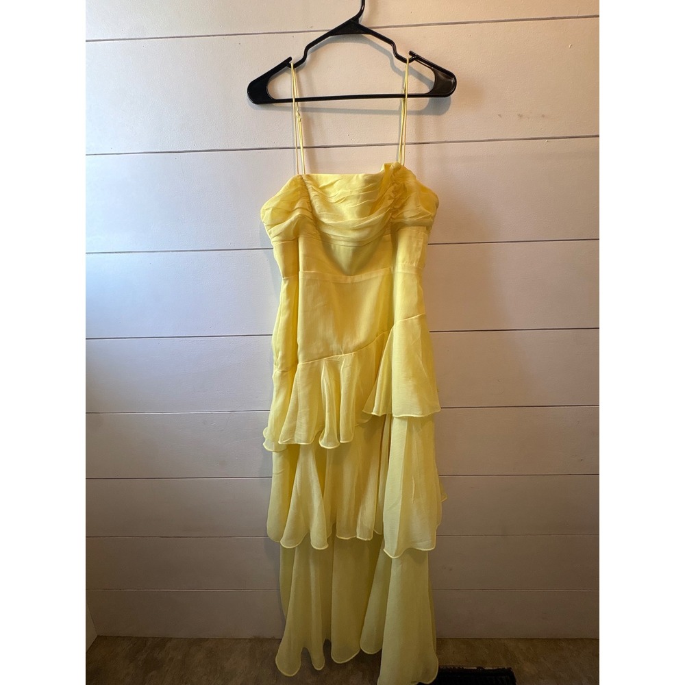 Saints & Secrets Yellow Tiered Ruffle Midi Dress XL US 14 Wedding Guest